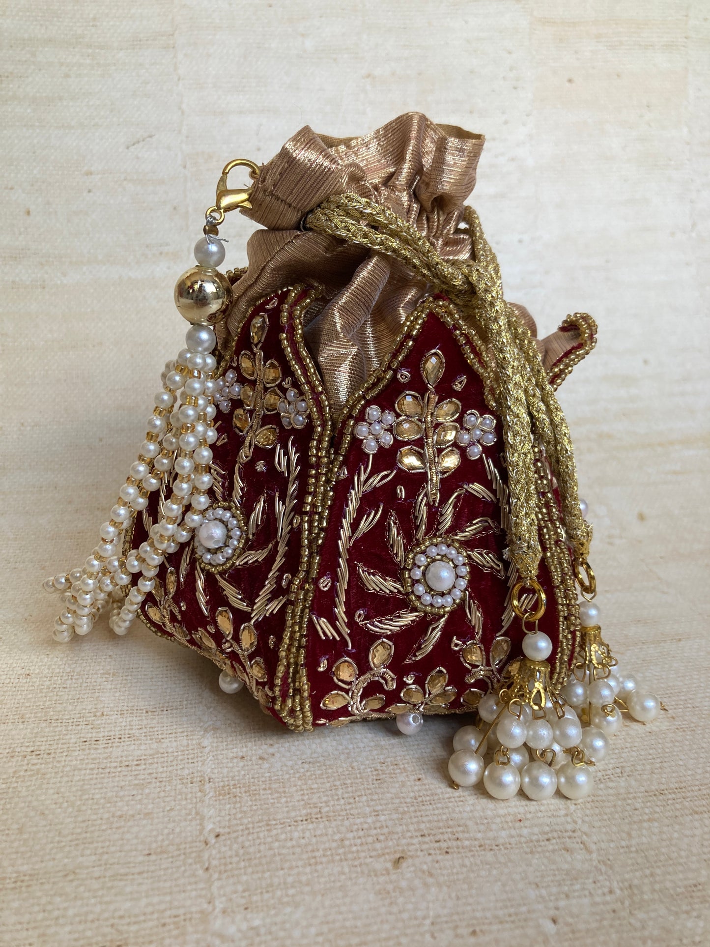 Rabia (Velvet Potli Bag) (Maroon) (ST267)