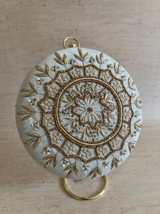 Raazi (Circular Clutch) (Off White) (ST142)