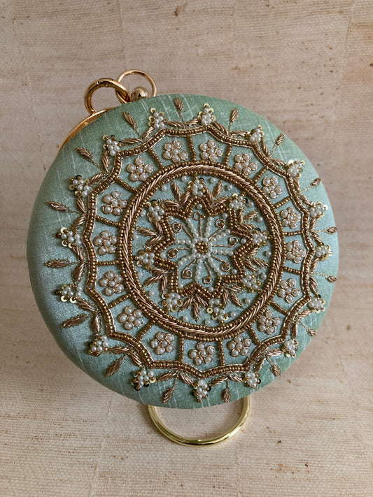 Aarza Mint Green Bangle Clutch (ST735)