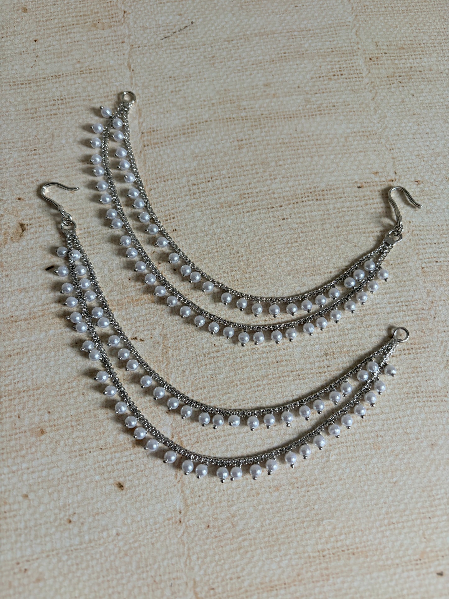 Silver Pearl Ear Chains/Kaan Chain (ST1057)