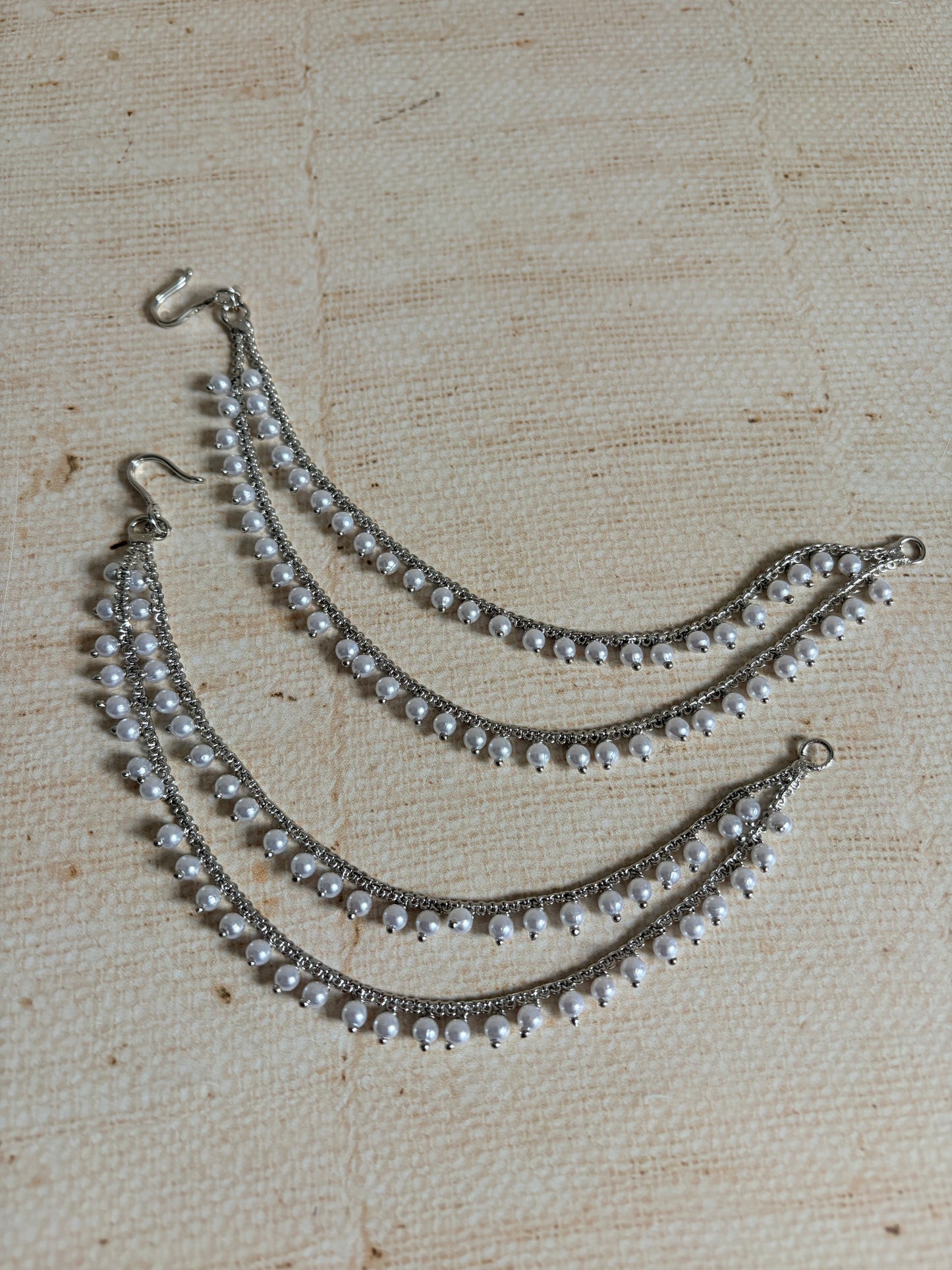 Silver Pearl Ear Chains/Kaan Chain (ST1057)