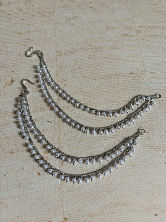 Silver Pearl Ear Chains/Kaan Chain (ST1057)