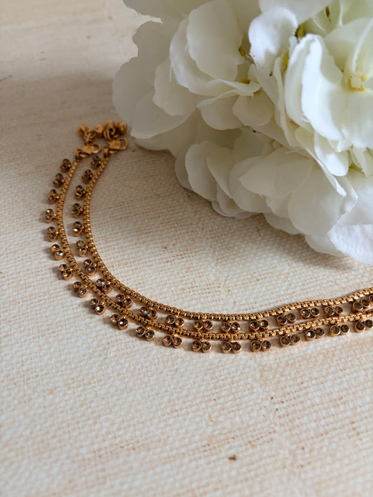 Girls Gold Plated Adjustable Anklets/Payal (ST1060)