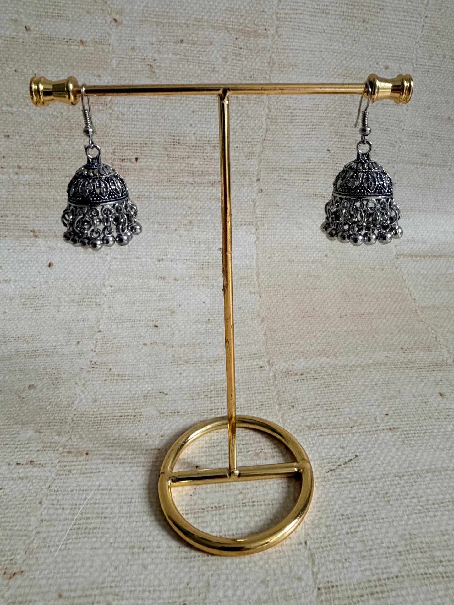 Mini Oxidised Silver Jhumki Earrings (ST1095)