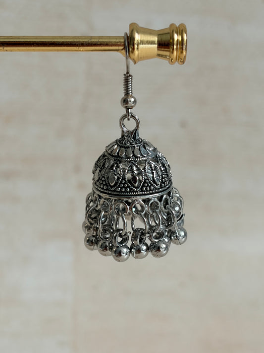 Mini Oxidised Silver Jhumki Earrings (ST1095)