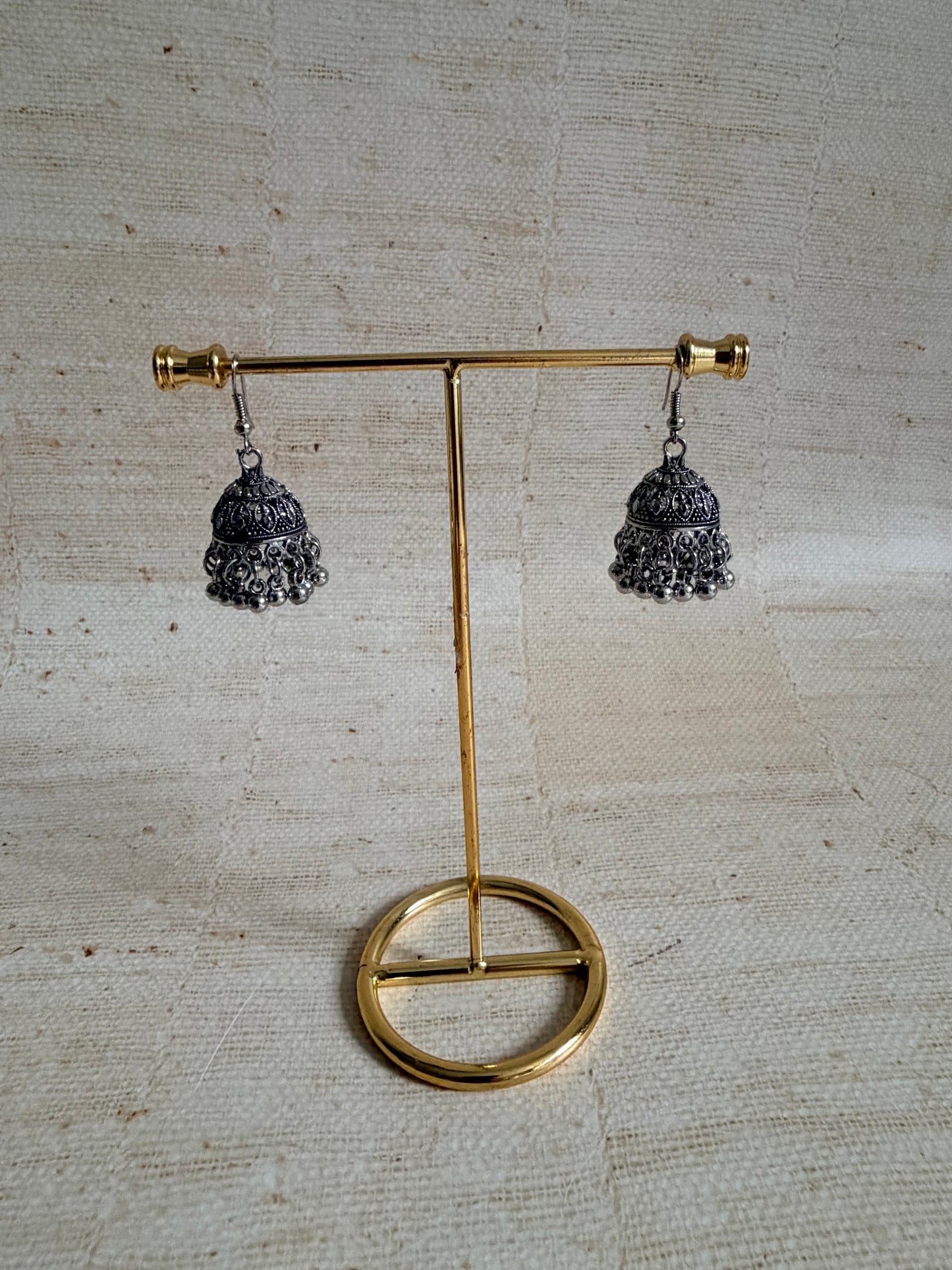 Mini Oxidised Silver Jhumki Earrings (ST1095)