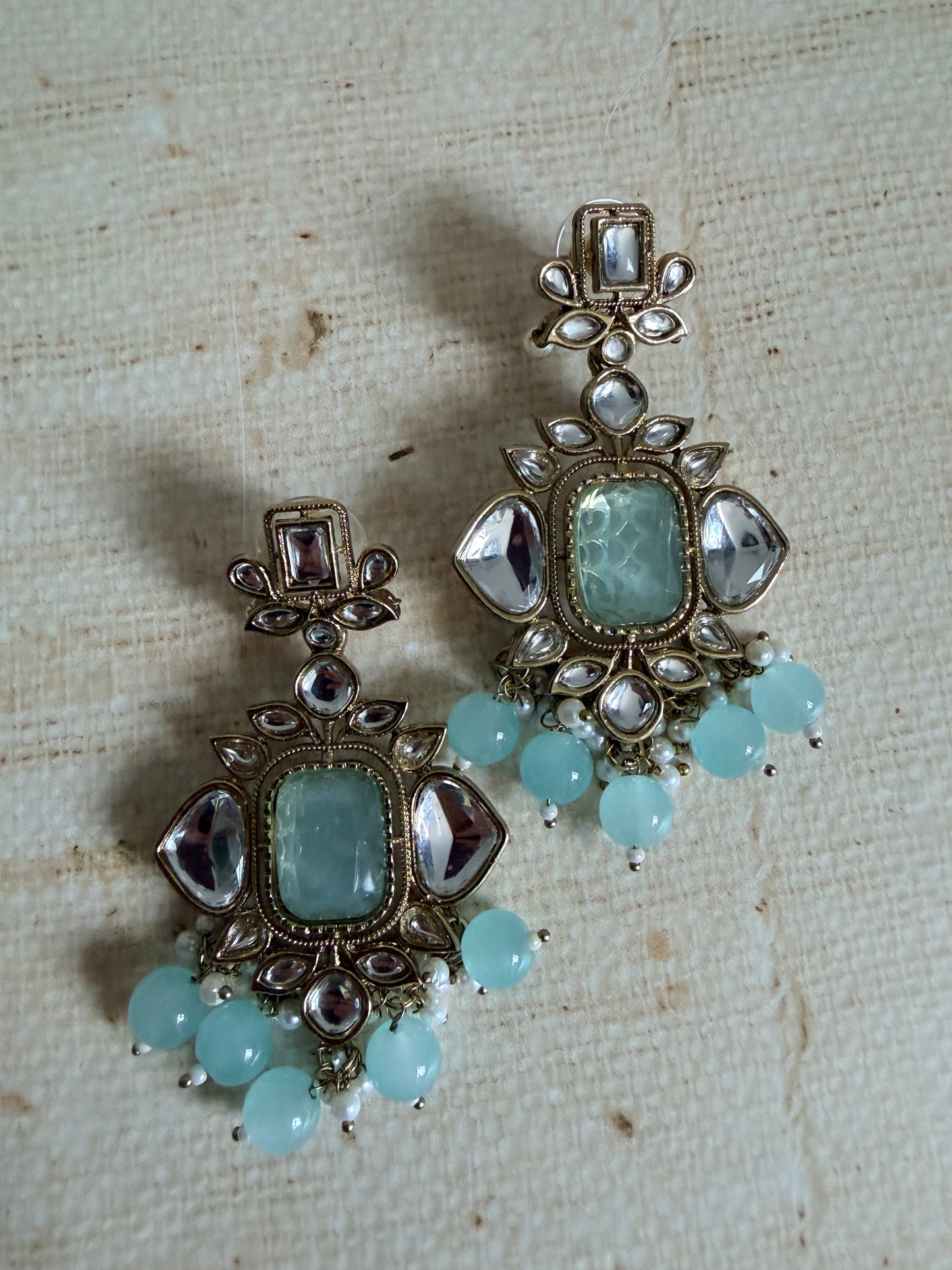 Sia Blue Kundan Pearl Earrings (ST1062)