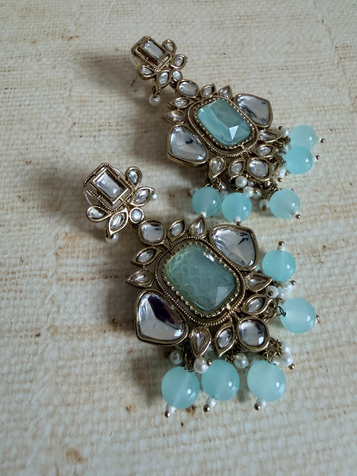 Sia Blue Kundan Pearl Earrings (ST1062)