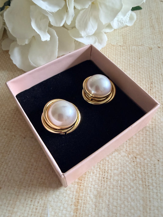 Pearl Statement Stud Earrings (ST1096)