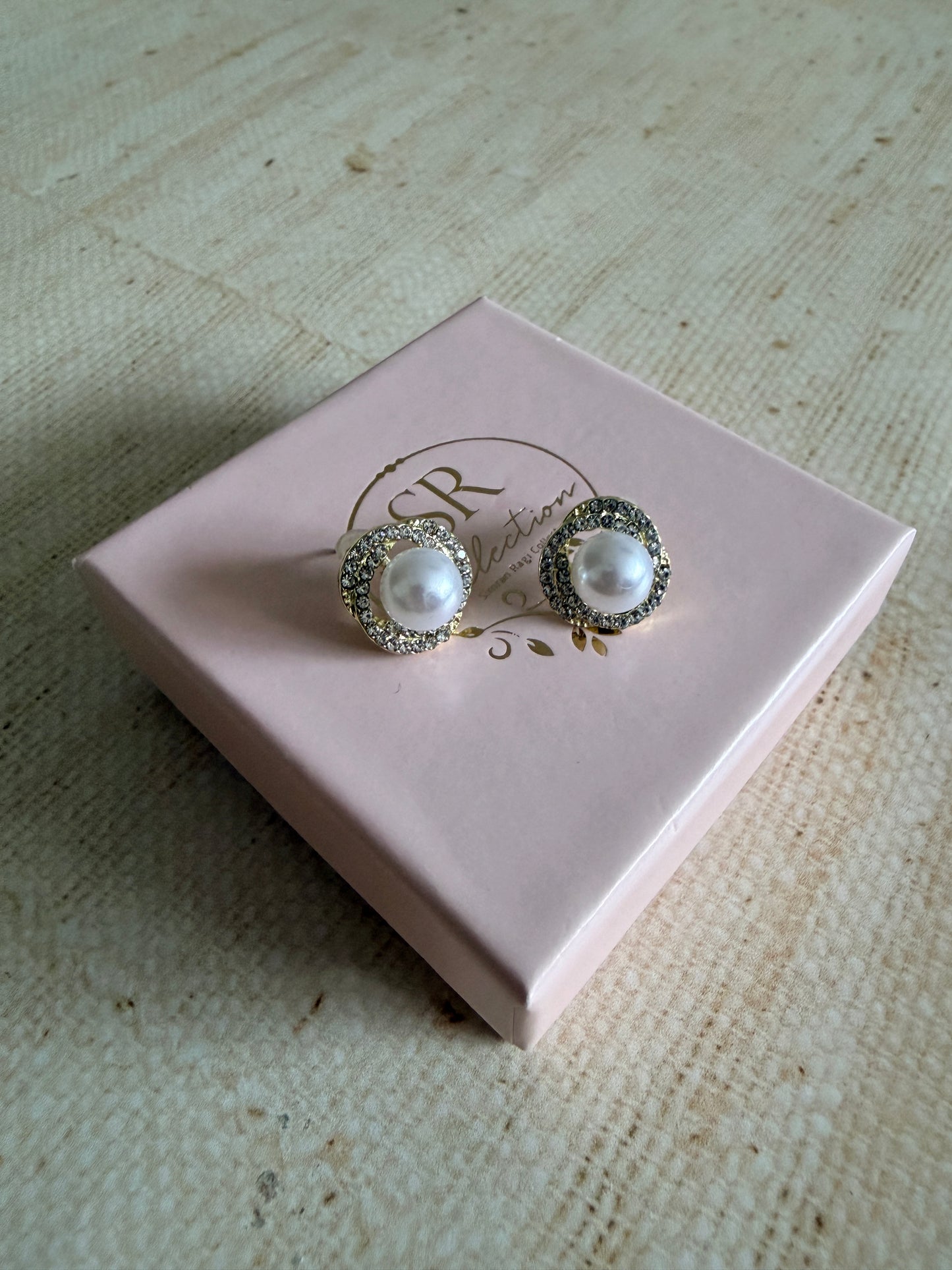 Gold Plated Pearl Stud Earrings (ST1099)