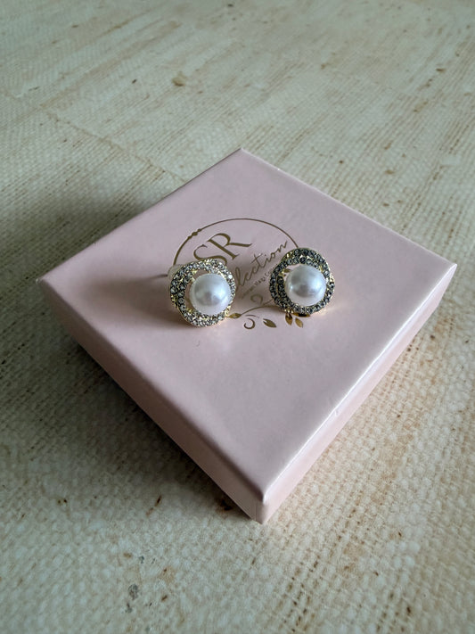 Gold Plated Pearl Stud Earrings (ST1099)