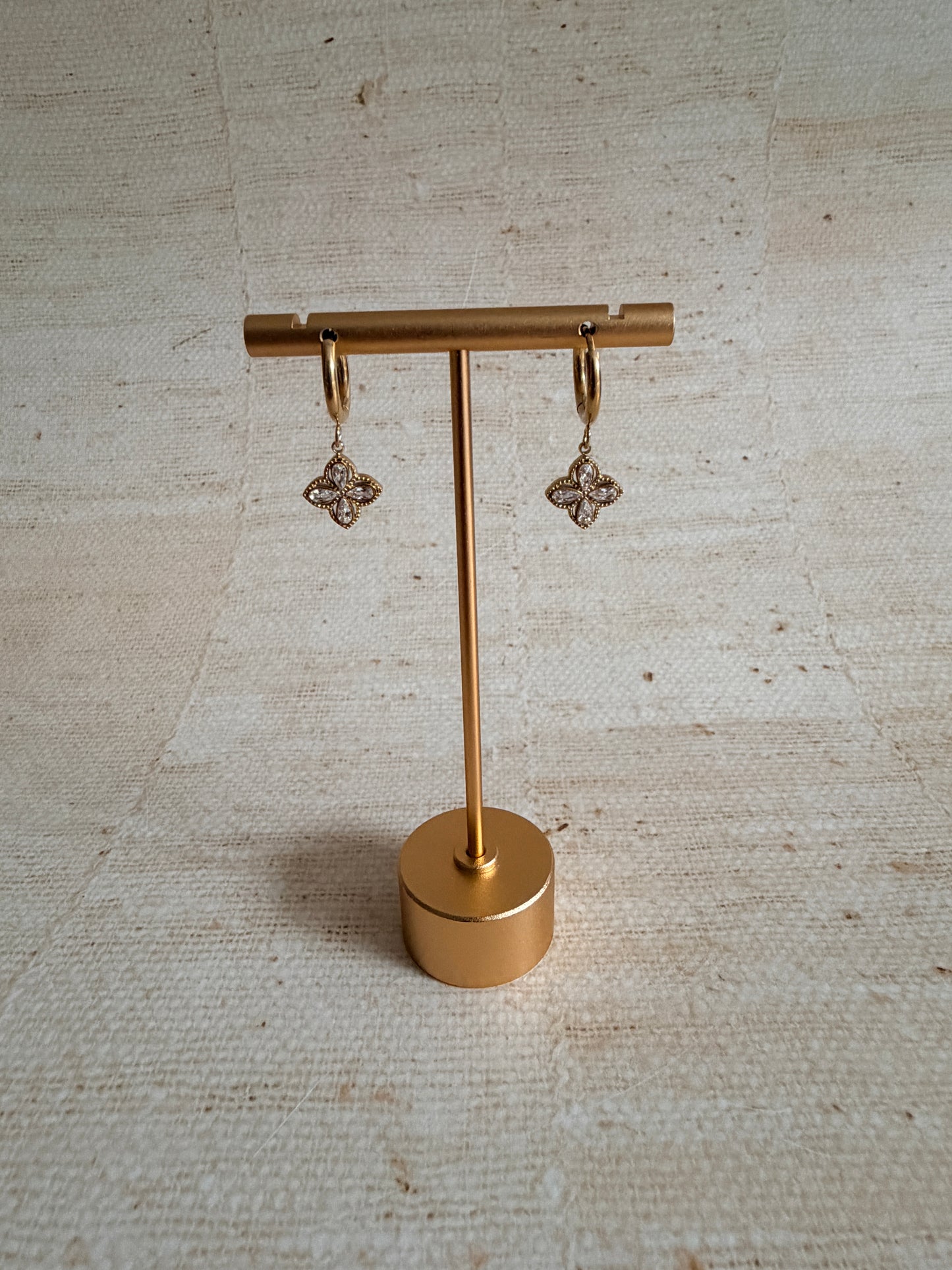 Gold Plated Dangle Clover Flower Earrings (ST1103)