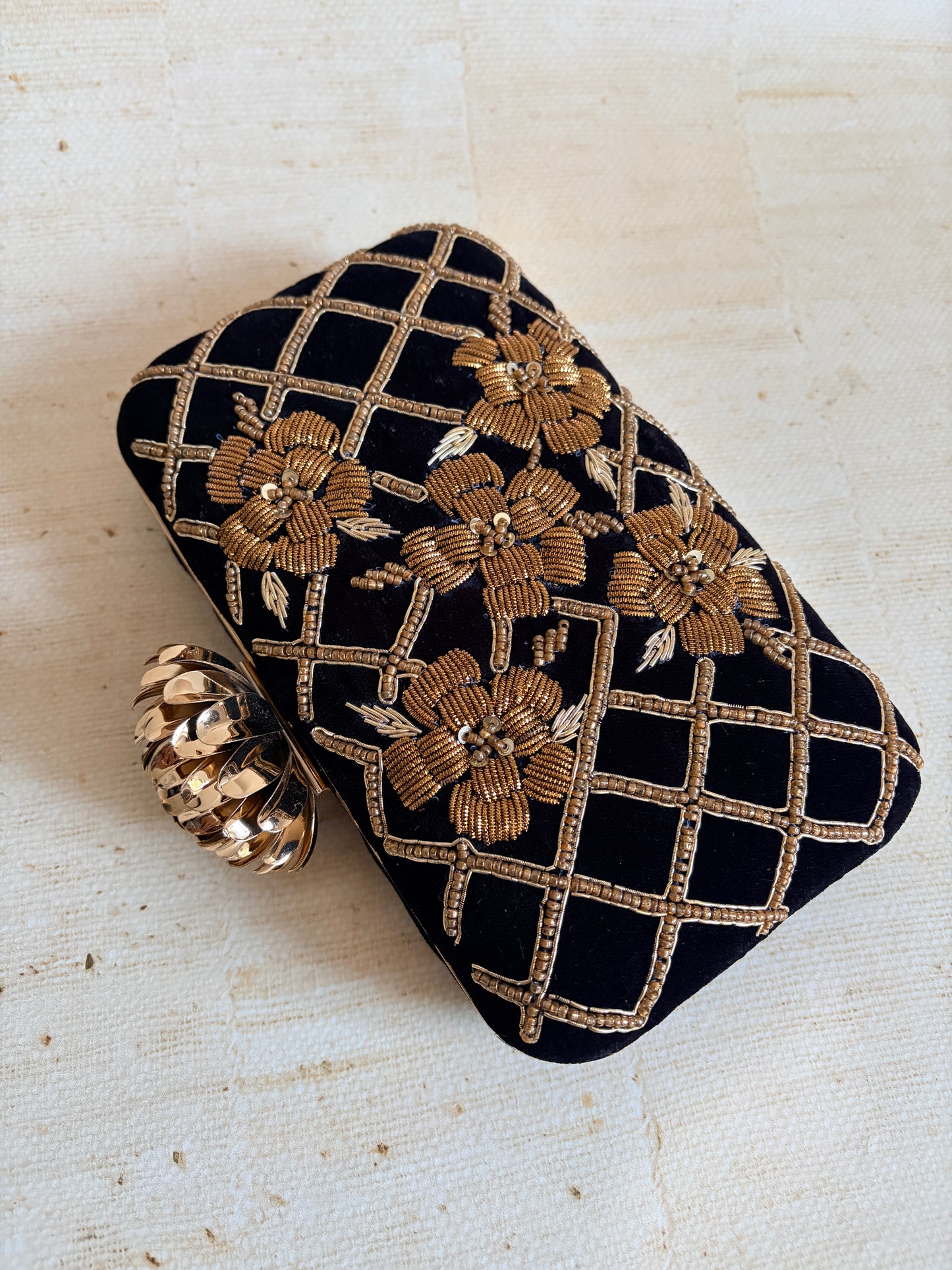 Jind (Rectangular Velvet Clutch) (Black) (ST1047)