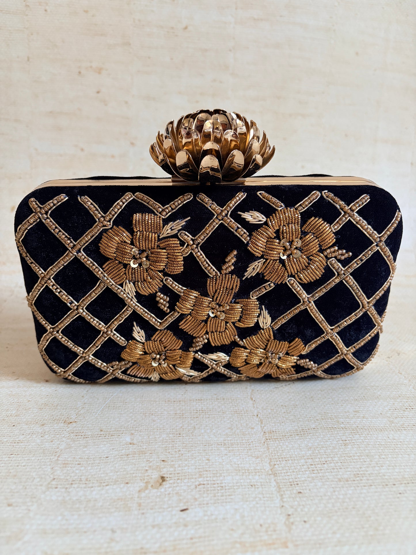 Jind (Rectangular Velvet Clutch) (Black) (ST1047)