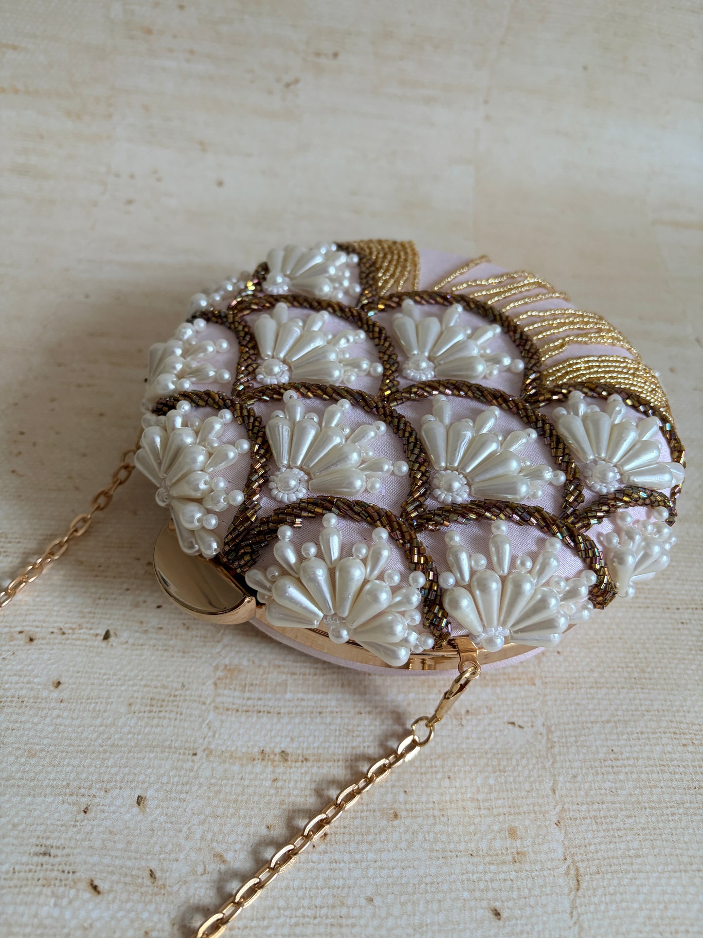 Sophia Pearl Clutch (Pink)(ST141)