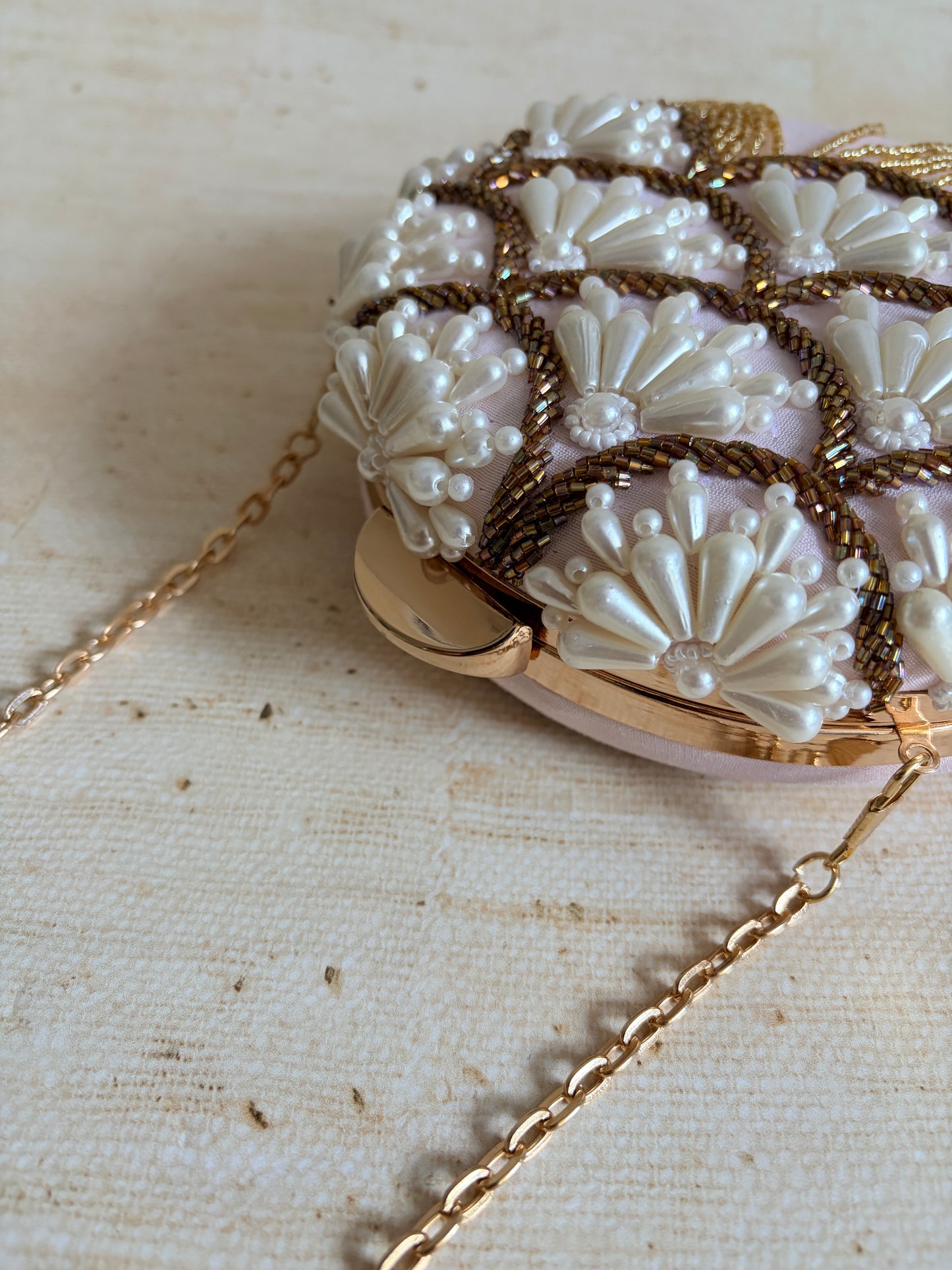 Sophia Pearl Clutch (Pink)(ST141)