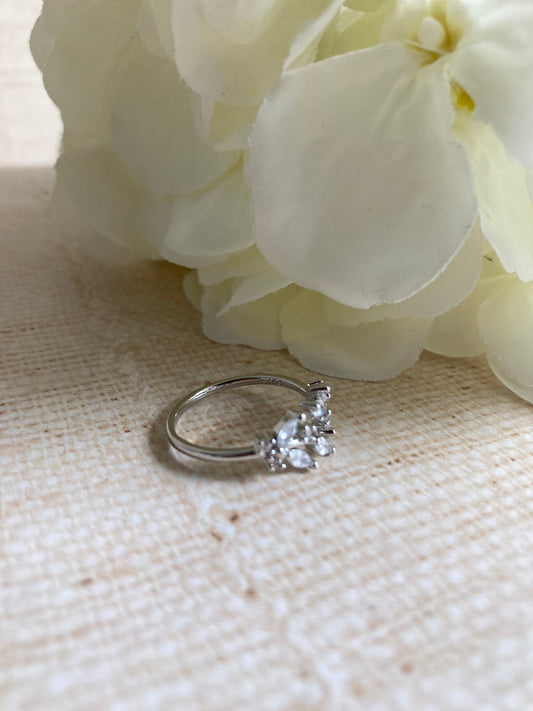 Silver Adjustable Dainty Leaf Ring (ST867)