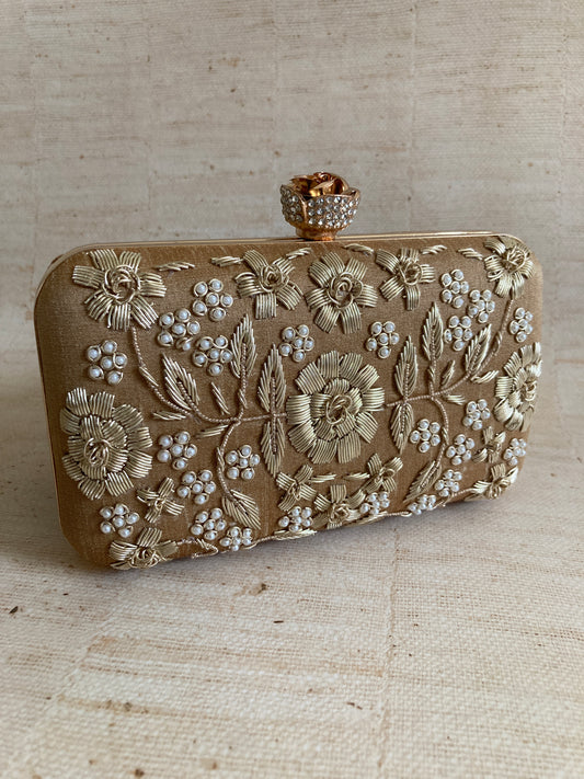 Alina (Rectangular Clutch) (Gold) (ST859)