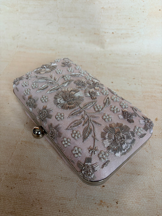 Alina (Rectangular Clutch) (Pale Pink Silver) (ST859)