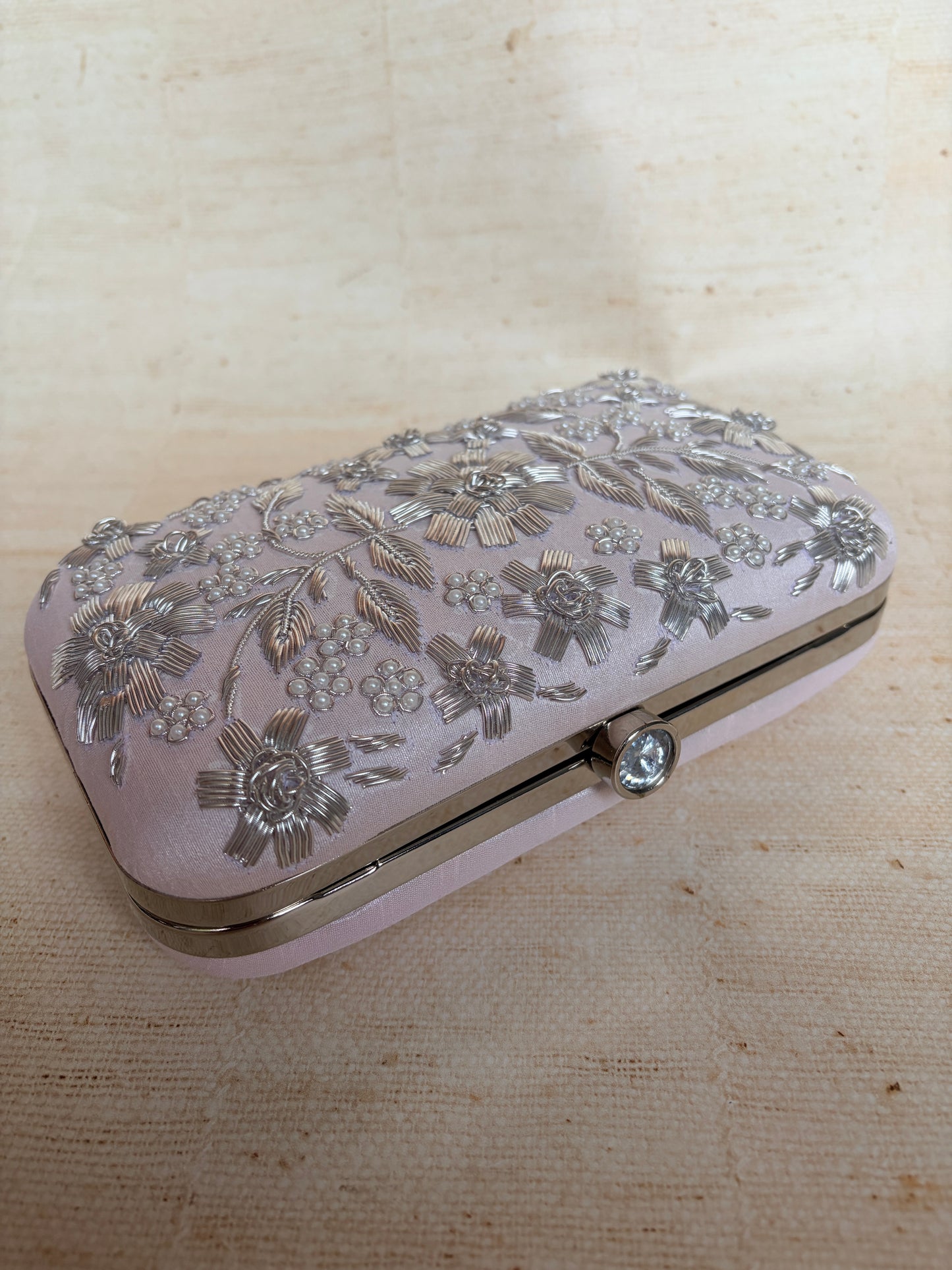 Alina (Rectangular Clutch) (Pink Silver) (ST859)