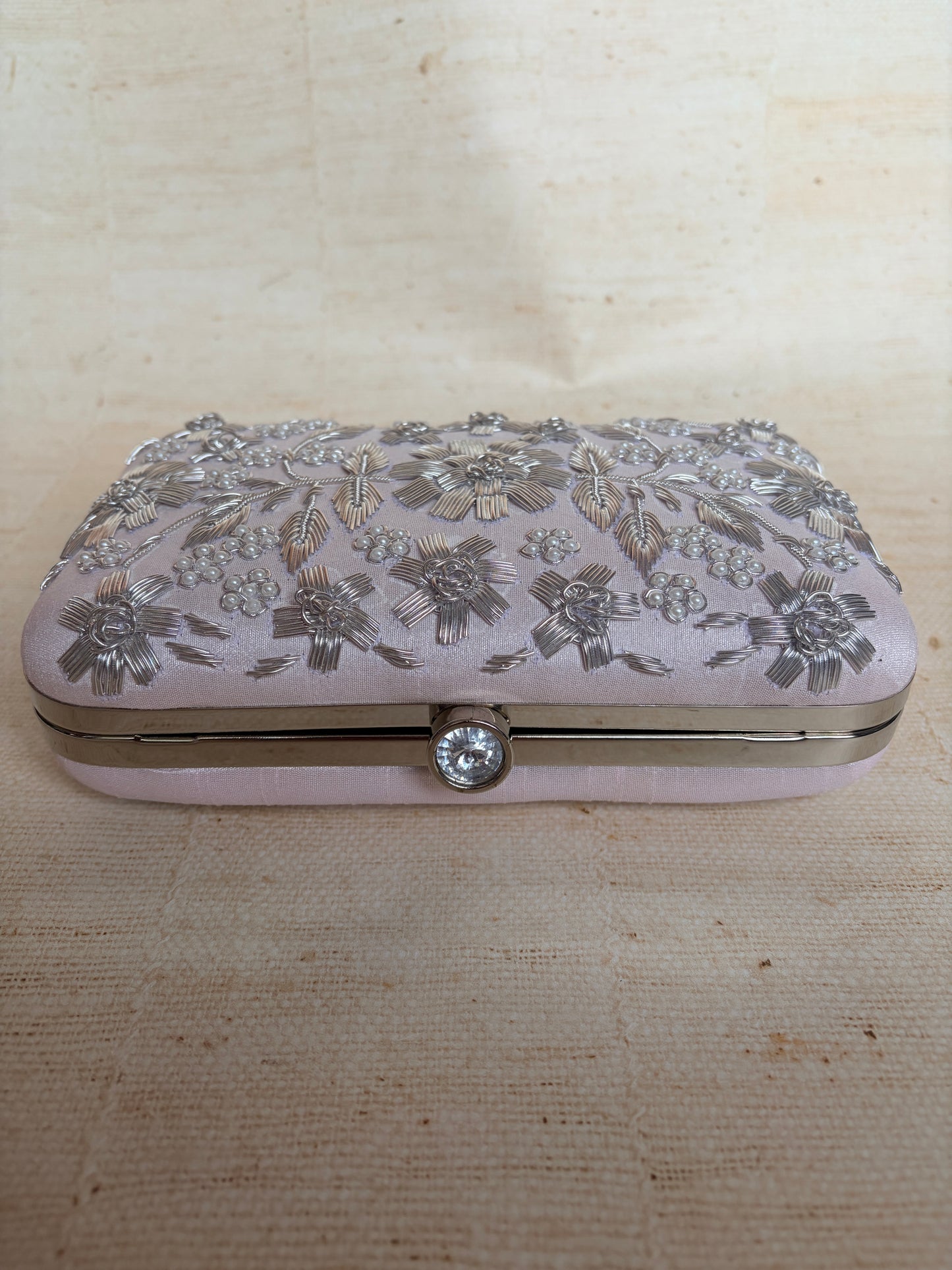 Alina (Rectangular Clutch) (Pink Silver) (ST859)