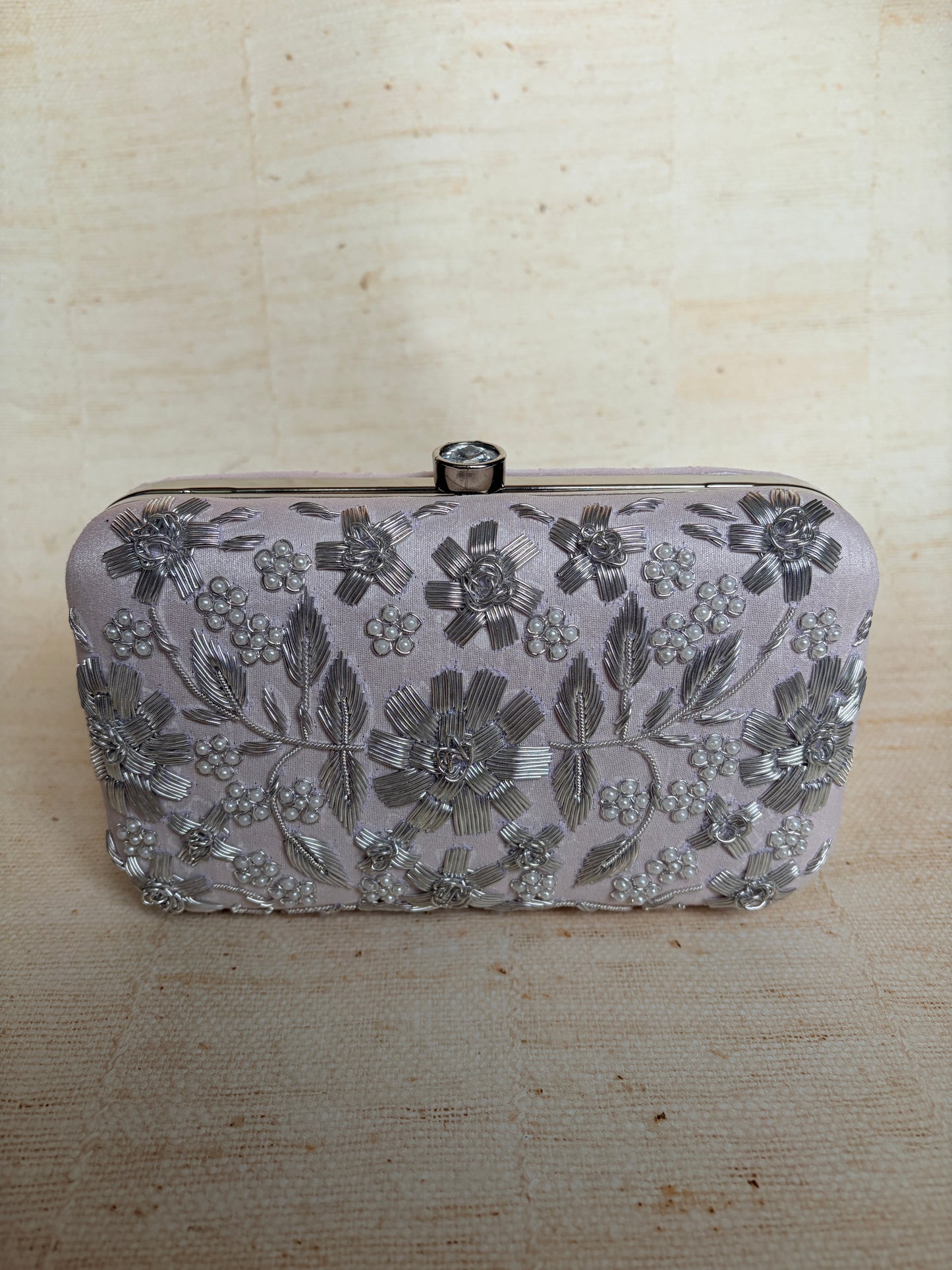 Alina (Rectangular Clutch) (Pink Silver) (ST859)
