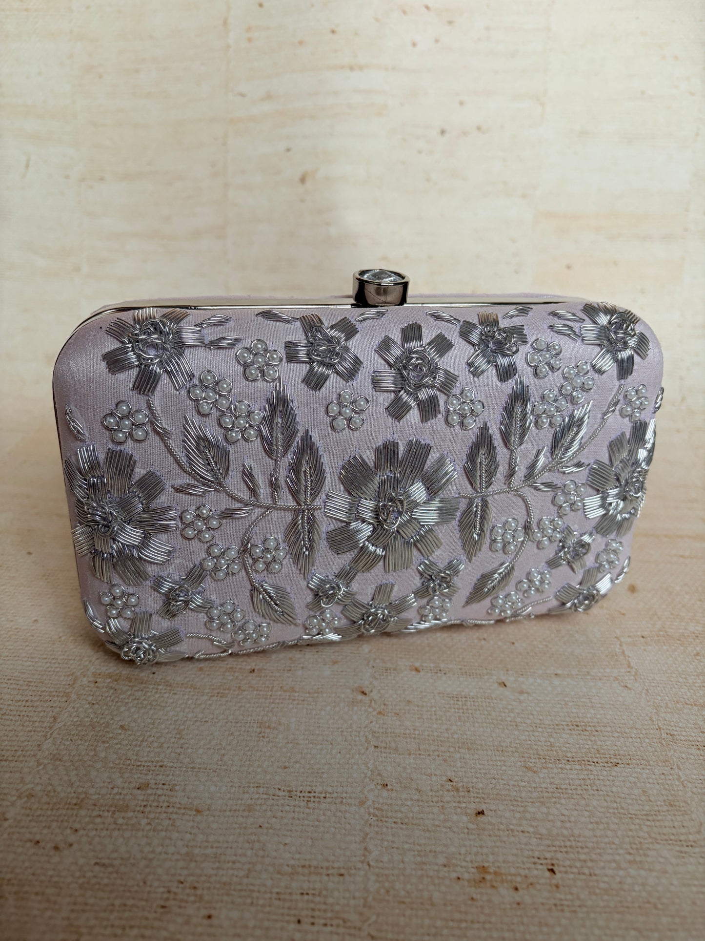 Alina (Rectangular Clutch) (Pink Silver) (ST859)
