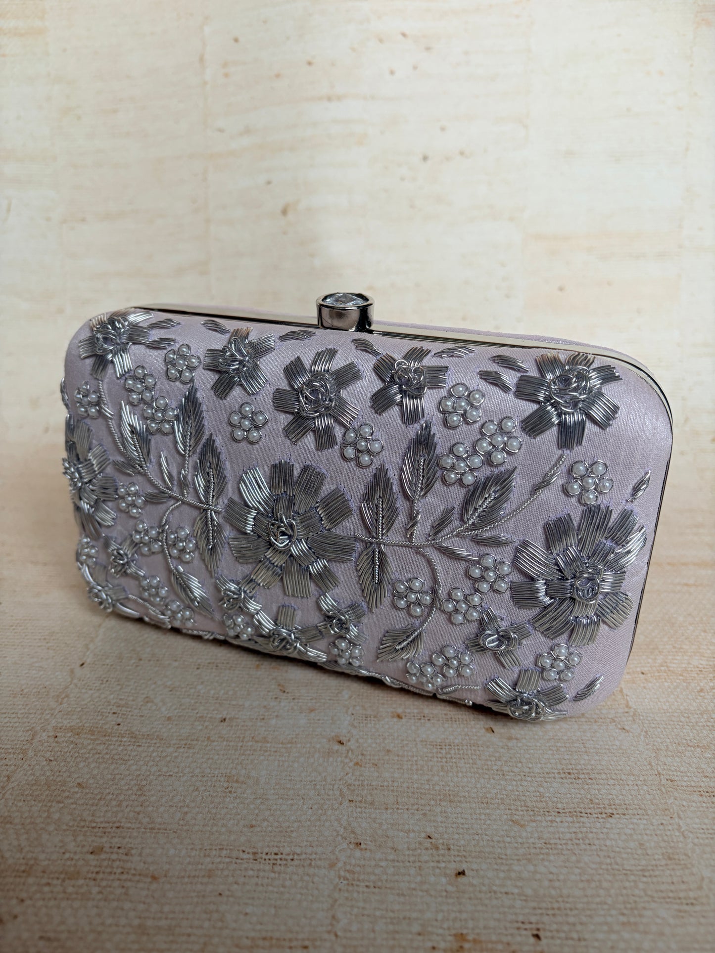 Alina (Rectangular Clutch) (Pink Silver) (ST859)
