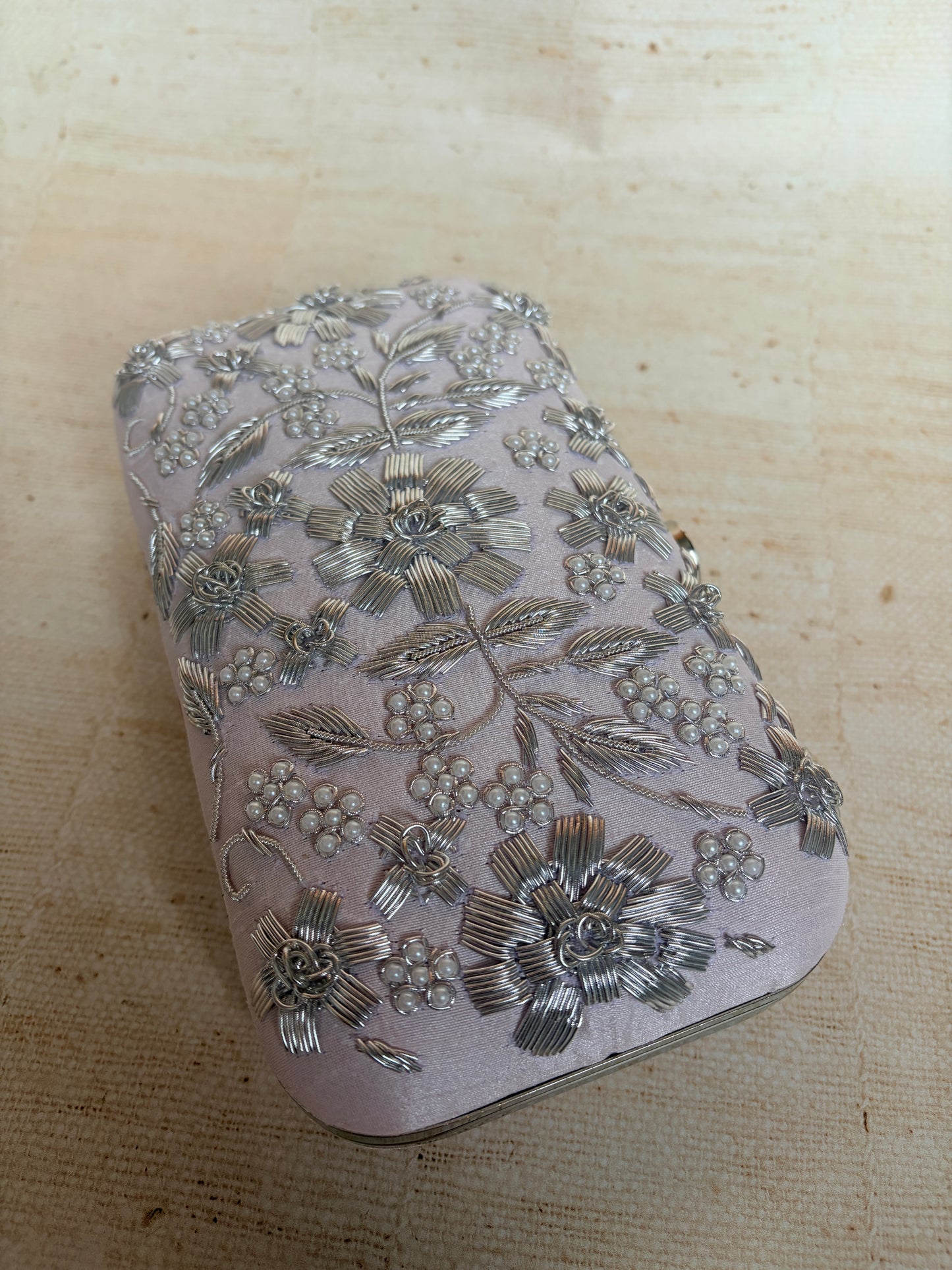 Alina (Rectangular Clutch) (Pink Silver) (ST859)