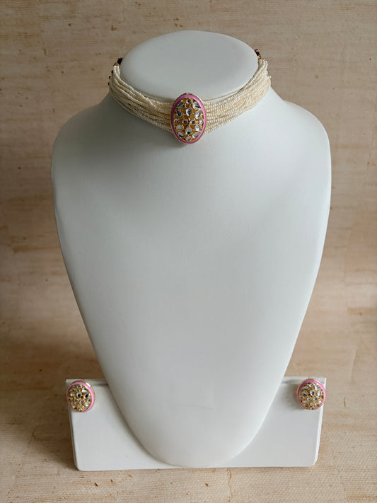 Pink Choker Gold Plated Meenakari Set (ST1107)