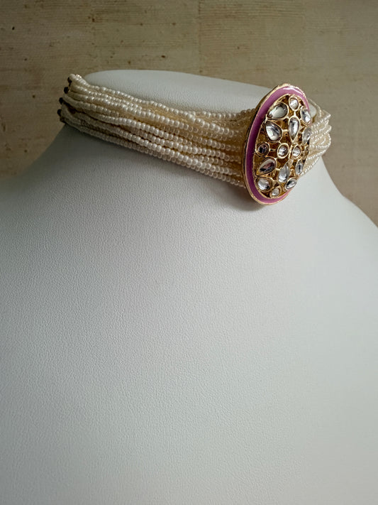 Pink Choker Gold Plated Meenakari Set (ST1107)