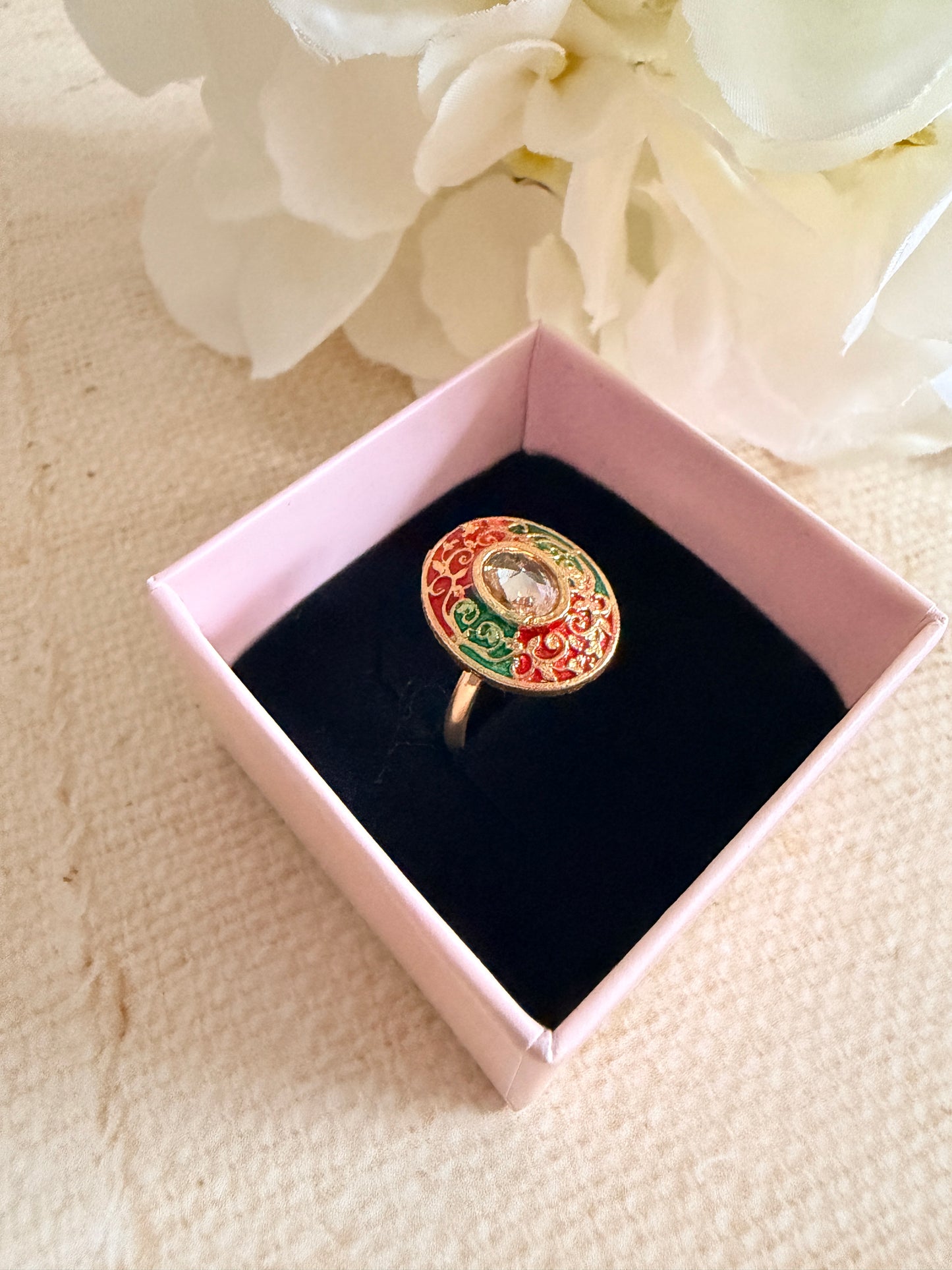 Antique Multicoloured Meenakari Gold Ring (ST1111)