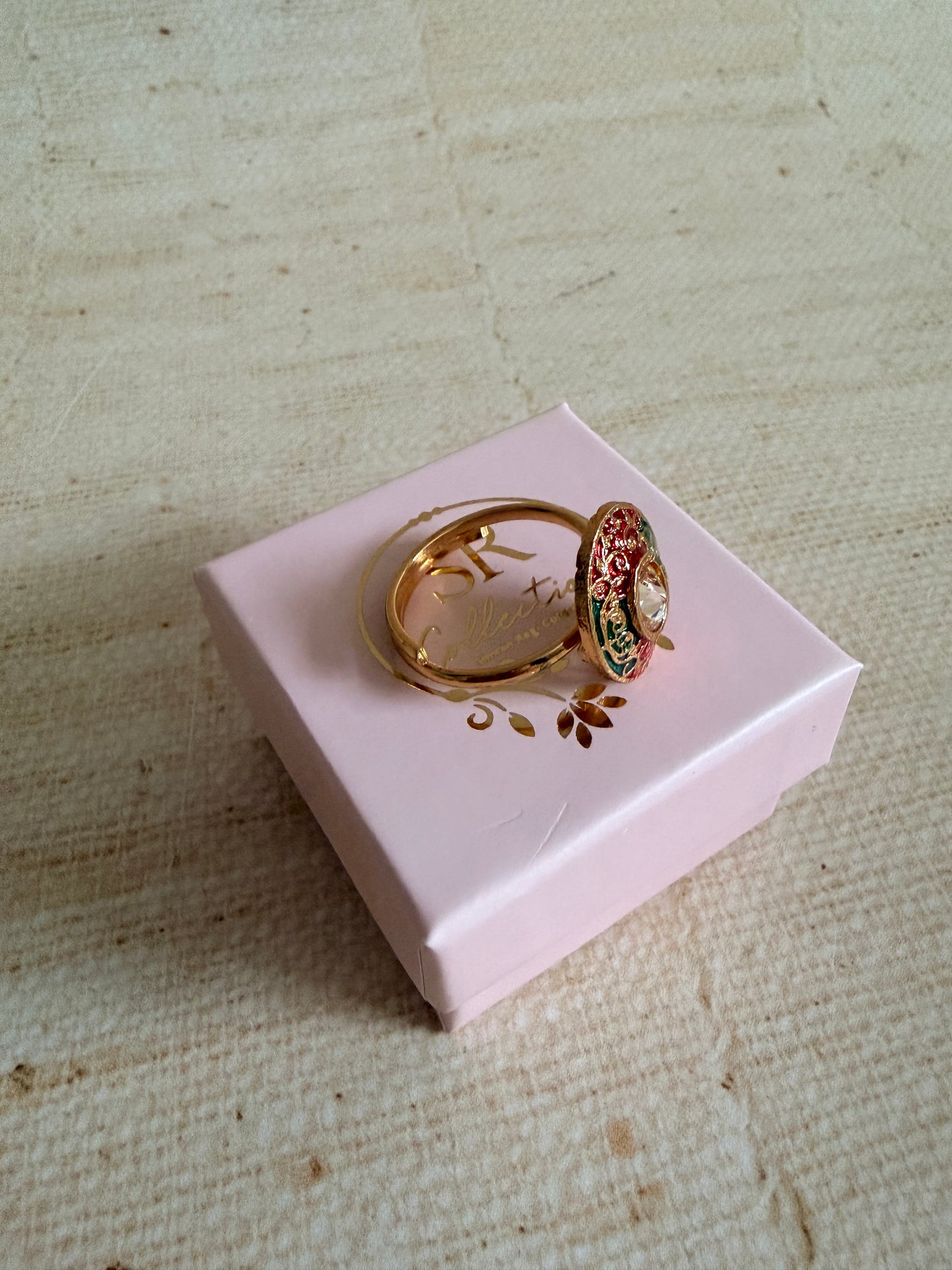 Antique Multicoloured Meenakari Gold Ring (ST1111)