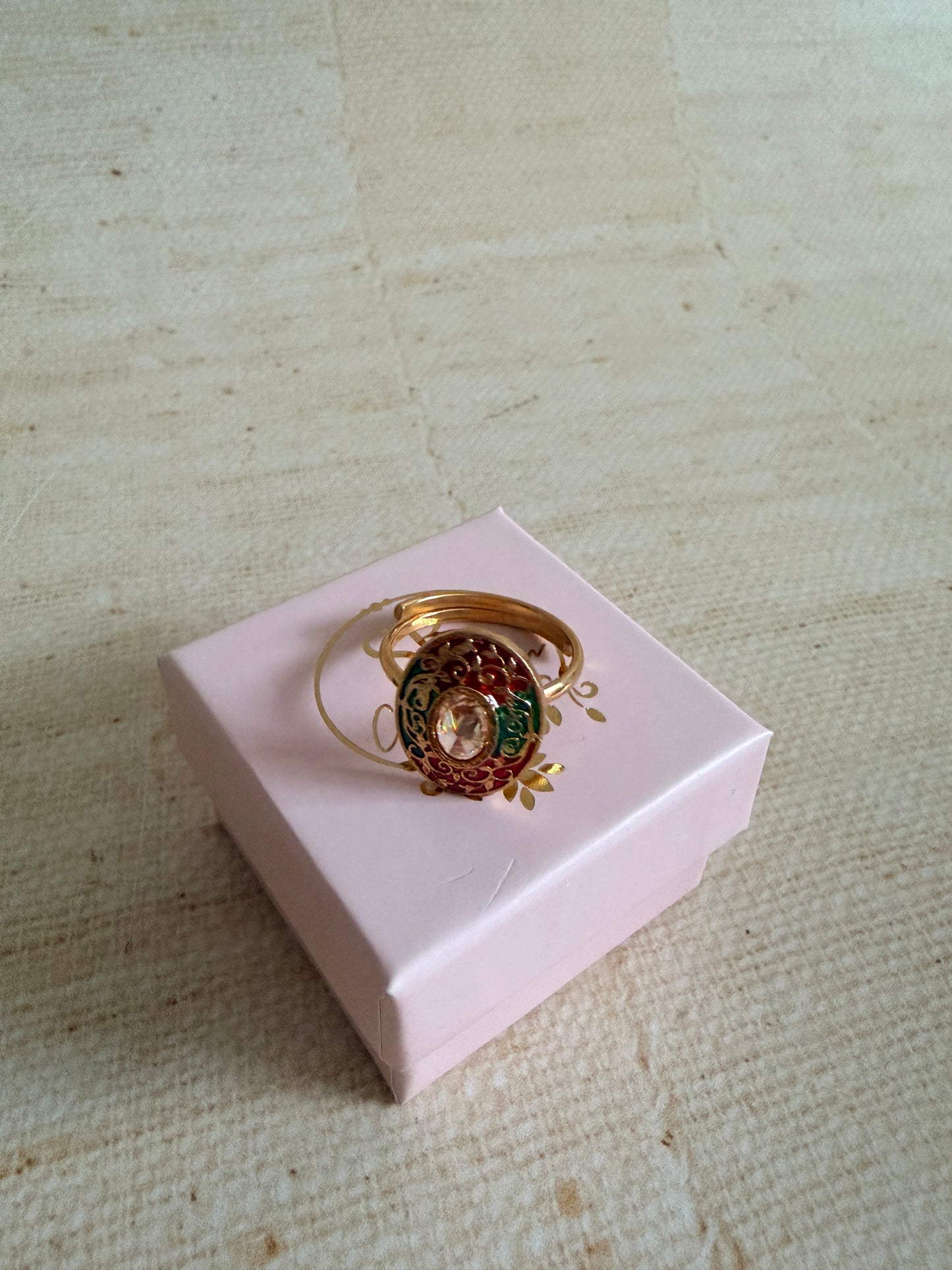 Antique Multicoloured Meenakari Gold Ring (ST1111)