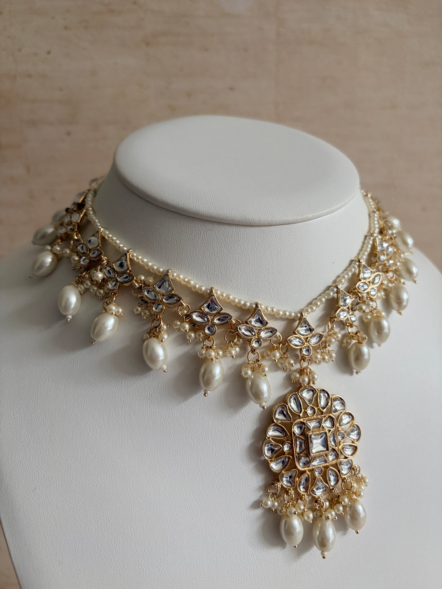 Ruhani White Kundan Gold Plated Pearl Set (ST1106)
