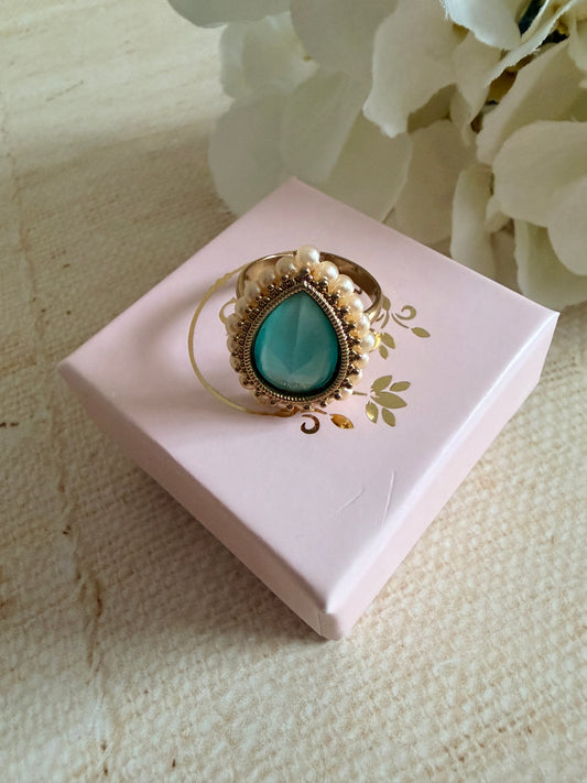 Maya Mint Green Pearl Gold Ring (ST1109)