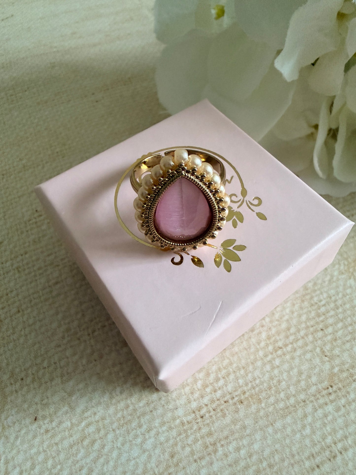Maya Pink Pearl Gold Ring (ST1109)