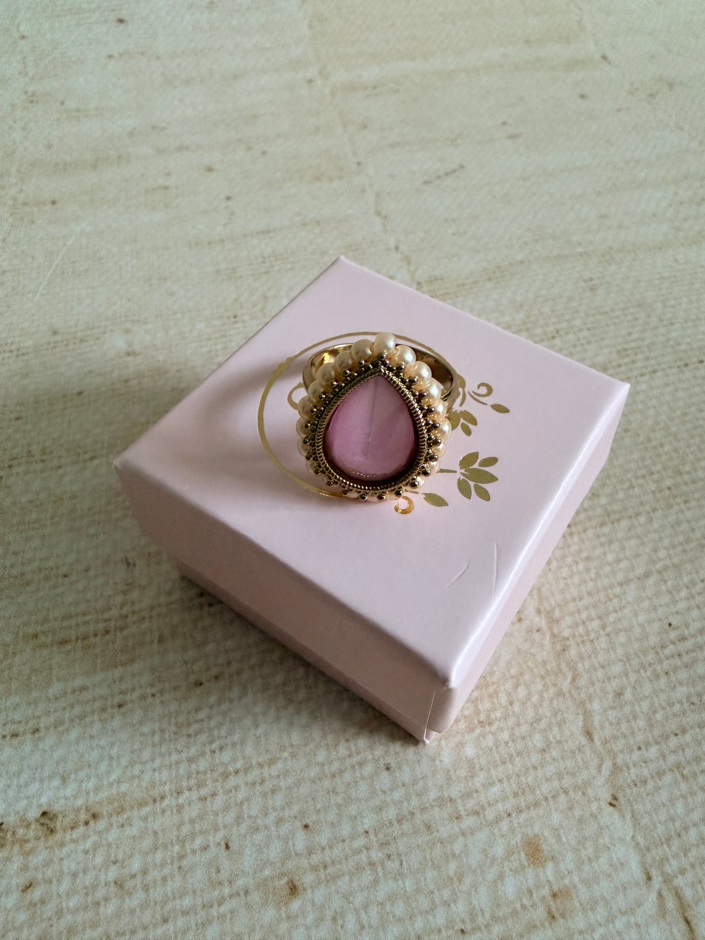 Maya Pink Pearl Gold Ring (ST1109)