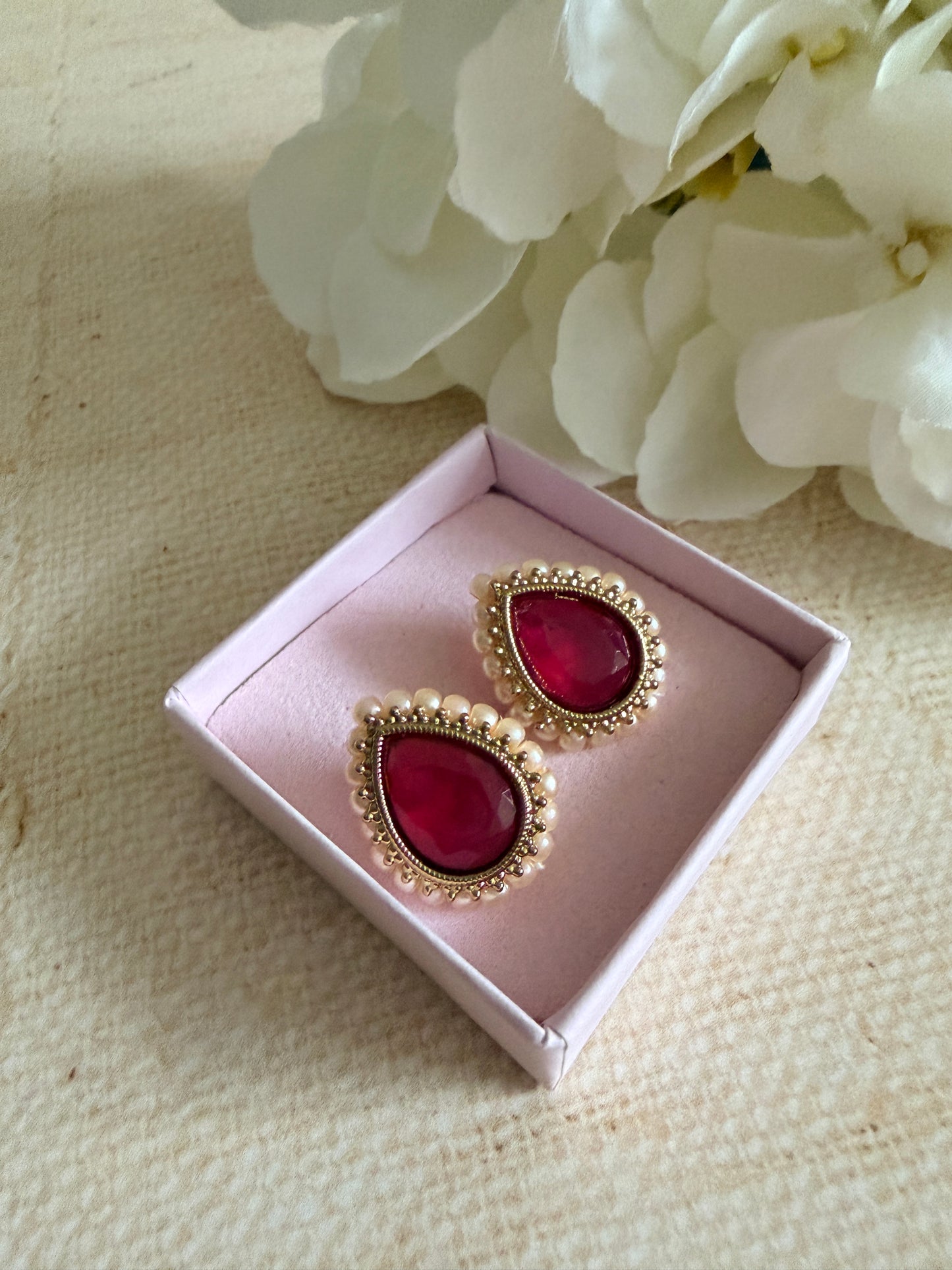 Maya Dark Pink Gold Stud Earrings (ST1035)