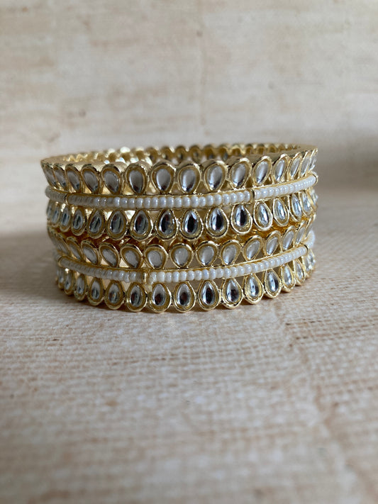 Hargun Gold Plated Kundan Bangles 2.8 (ST936)