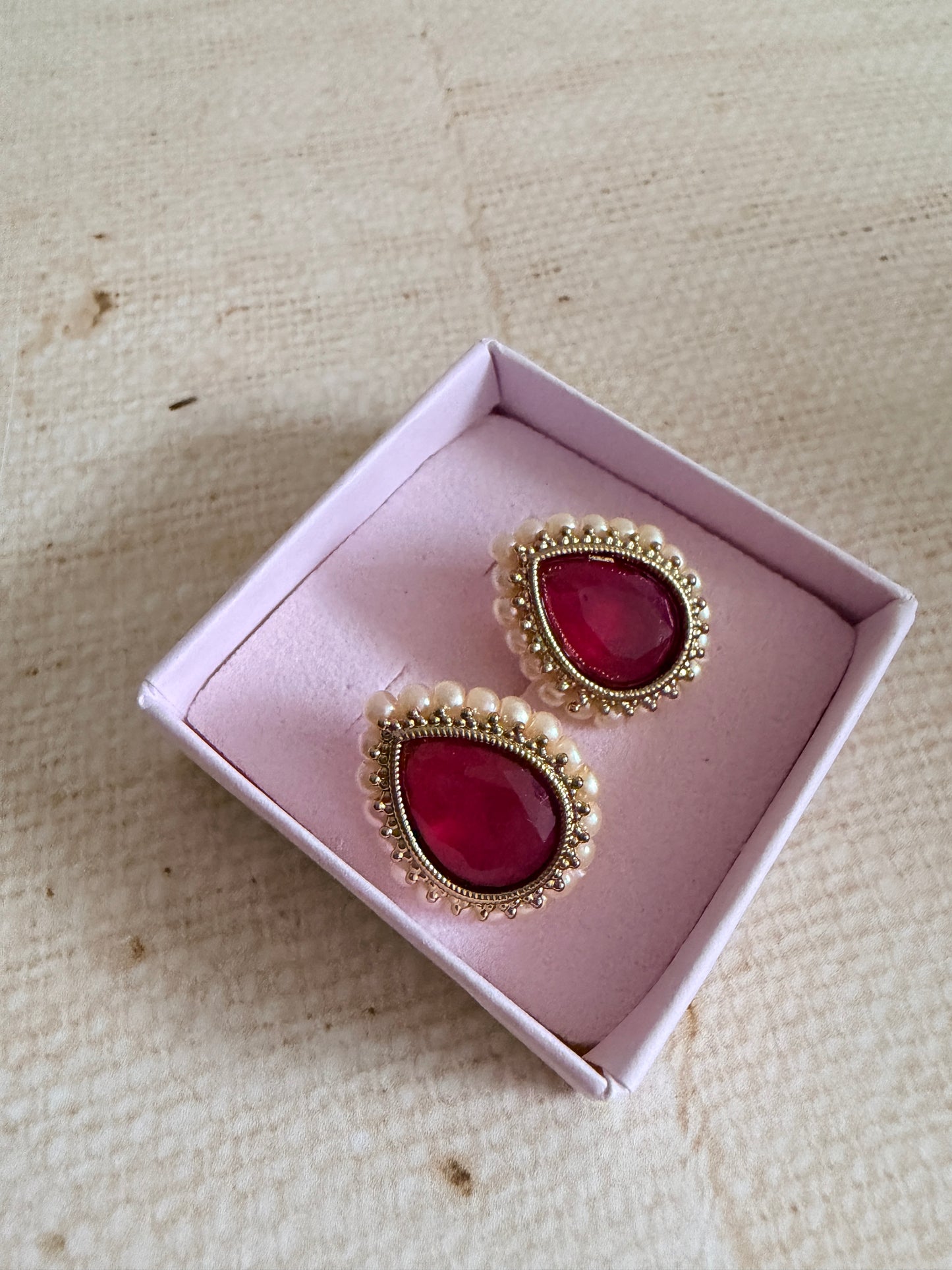 Maya Dark Pink Gold Stud Earrings (ST1035)