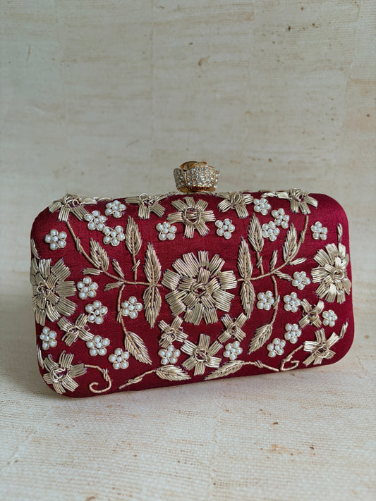 Alina (Rectangular Clutch) (Maroon) (ST859)