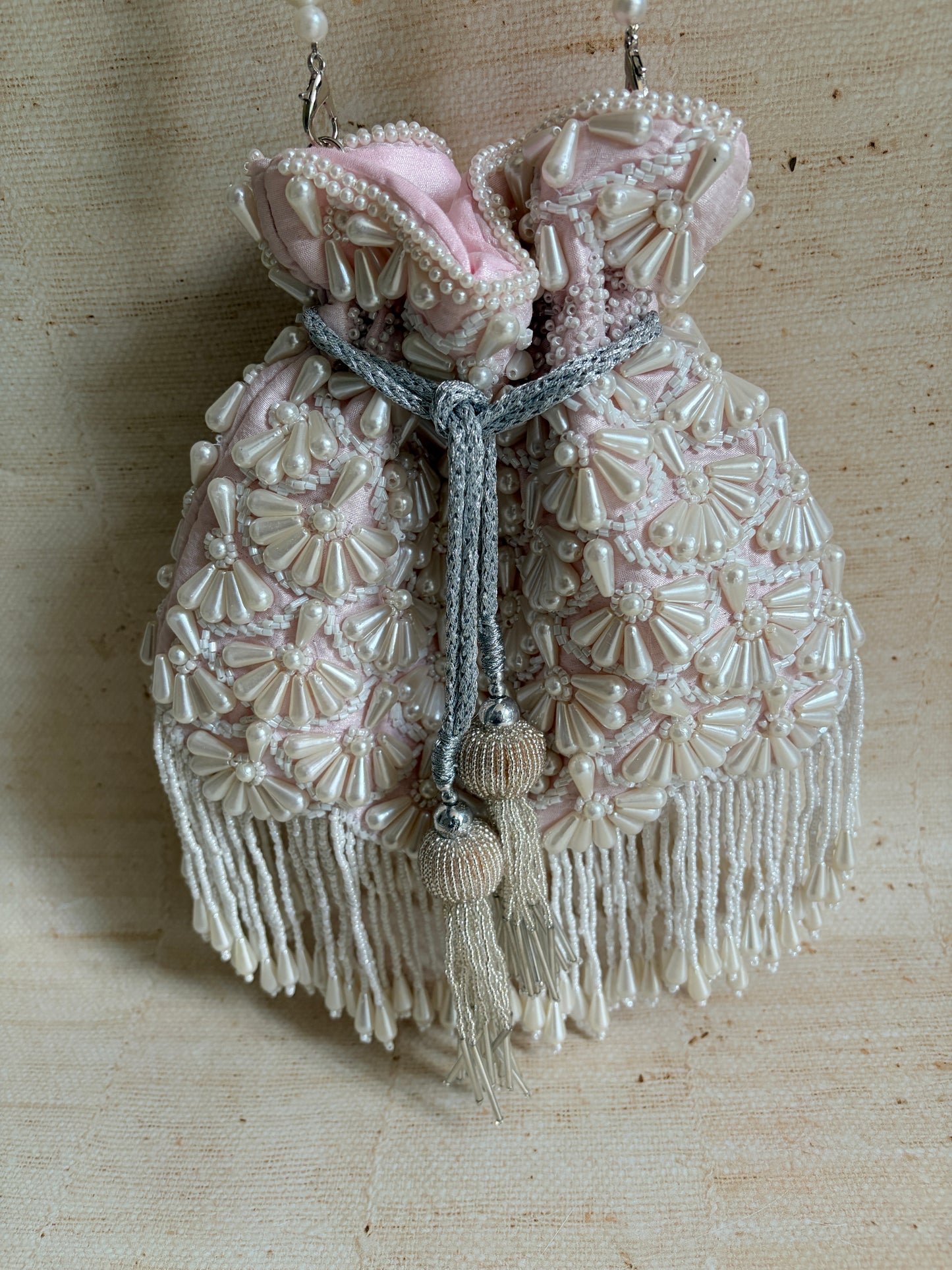Milly Embellished Pearl Potli (Pink) (ST860)