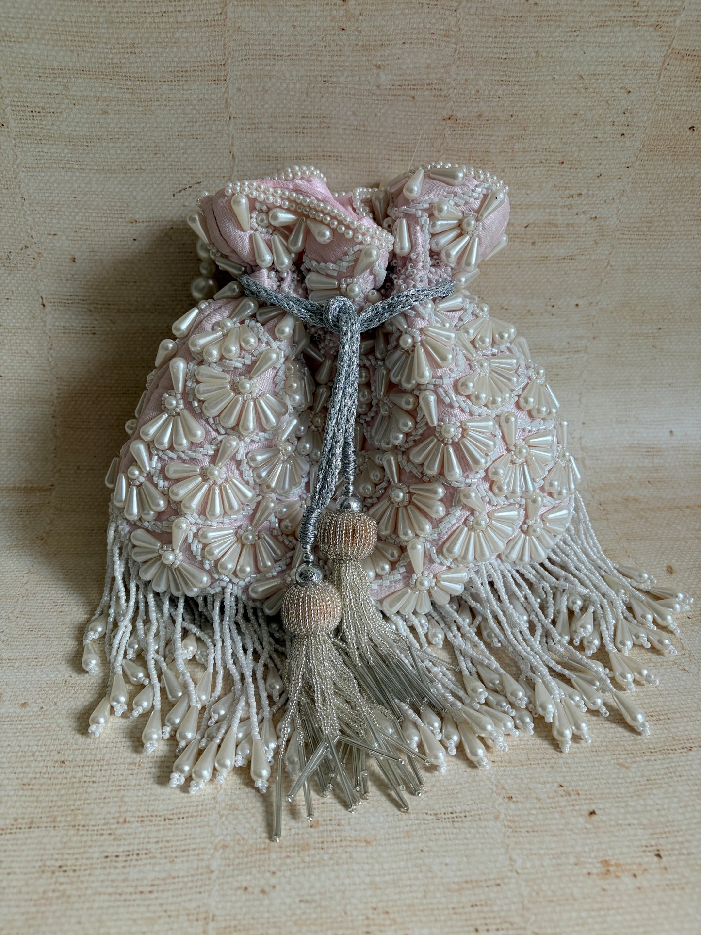Milly Embellished Pearl Potli (Pink) (ST860)