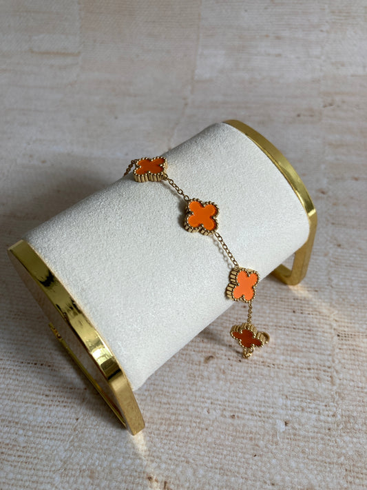Adina Clover Bracelet (ST374) (Orange)