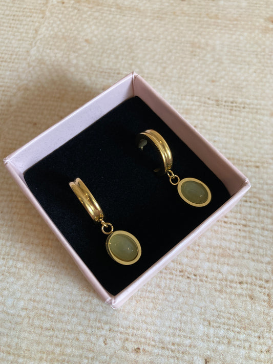Dangle Hoop Mint 18K Gold Plated Earrings (ST927)