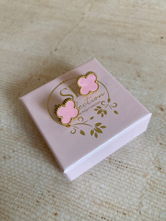 Clover Stud Earrings (ST814) (Pink)