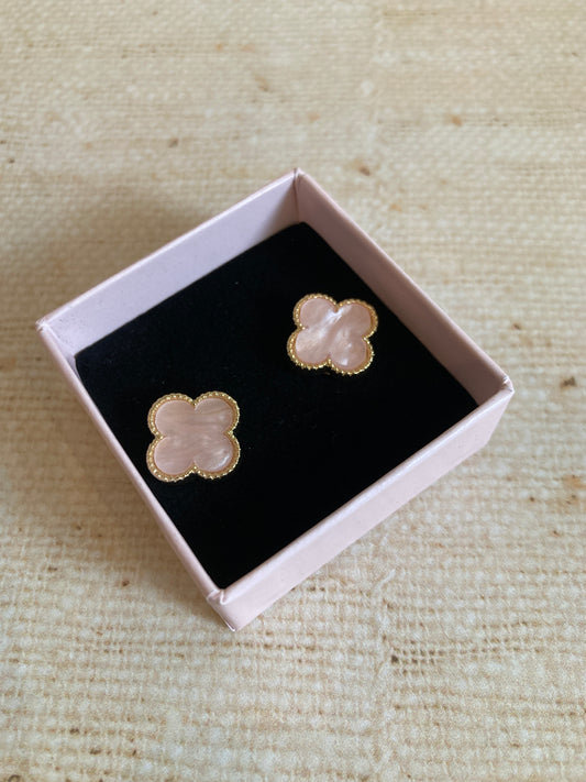 Clover Stud Earrings (ST926) (Pastel Pink)