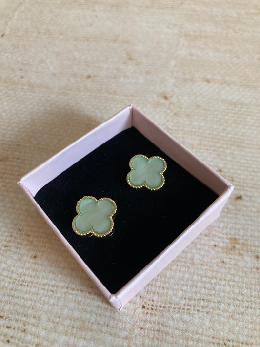 Clover Stud Earrings (ST926) (Mint)