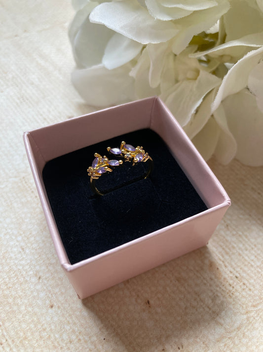 18K Gold Adjustable Dainty Leaf Ring